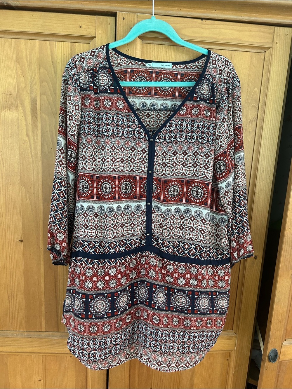 Boho Print Button-Front Women’s Top -